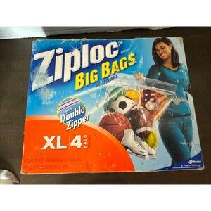 Ziploc Big Bags Heavy Duty Storage XL 4 Bags Discontinued New 2008